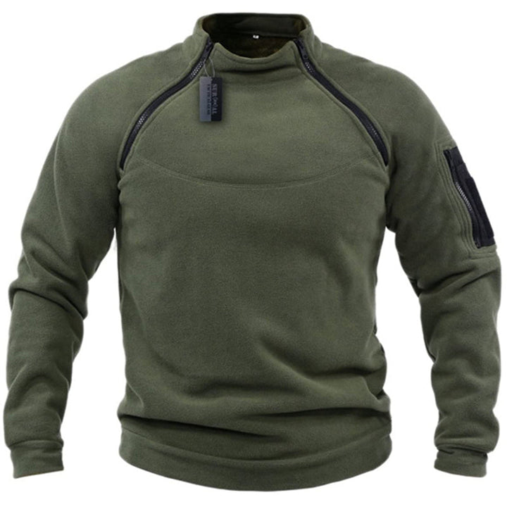 Zeitloser Military-Fleece-Pullover für Männer, wärmespendend und strapazierfähig für Herbst und Winter.