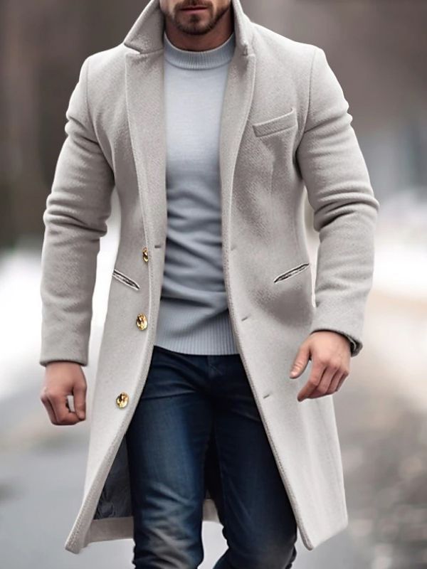 Herren-Wintermantel aus hochwertiger Wolle mit schlichtem und elegantem Design