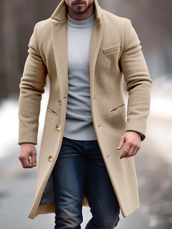Herren-Wintermantel aus hochwertiger Wolle mit schlichtem und elegantem Design