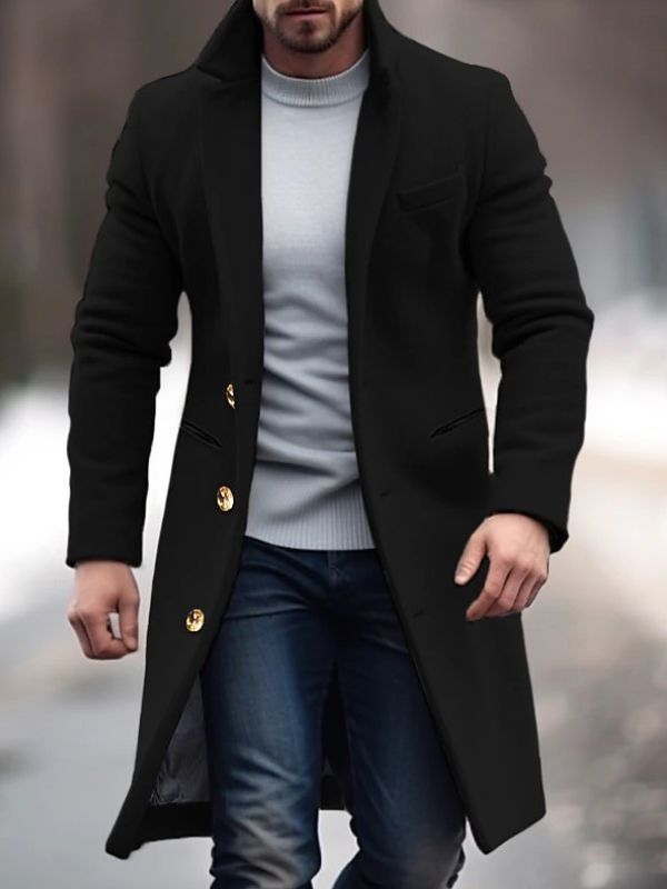 Herren-Wintermantel aus hochwertiger Wolle mit schlichtem und elegantem Design